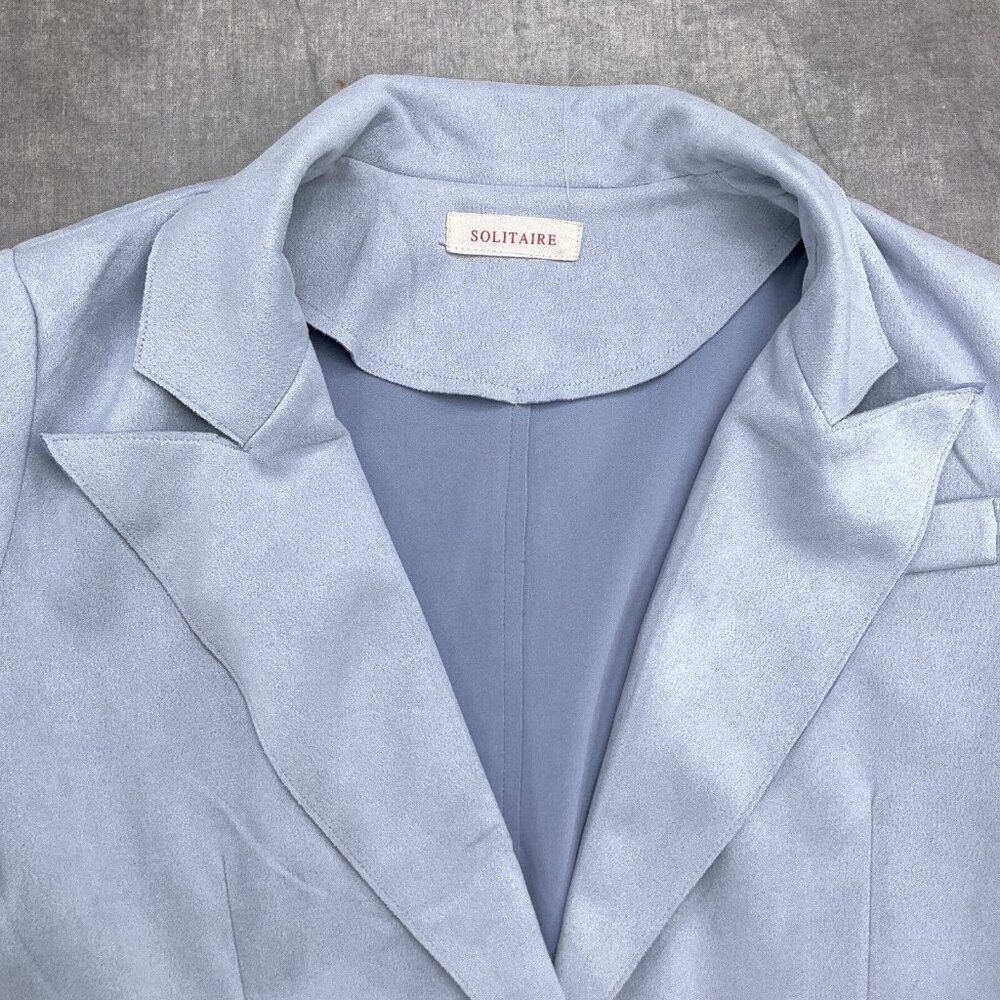 Solitaire Blazer Women Medium Light Blue Faux Suede Peak Softβ Career Jacket